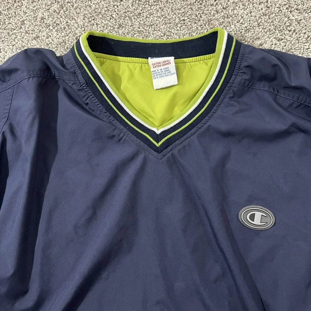 Vintage 90s Streetwear‎ Champion Jacket Mens XL Blue Green Windbreaker Pockets